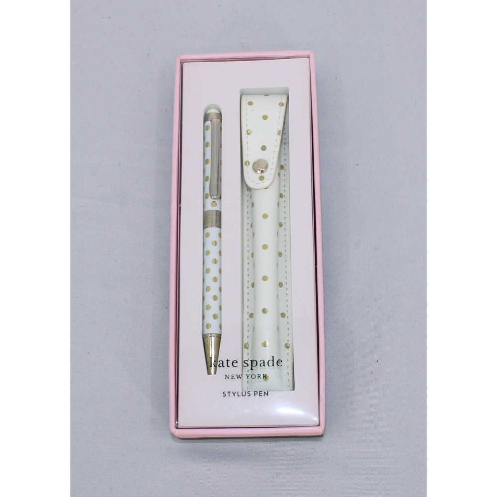 Kate Spade New York Gold Dot Stylus Pen with Pouch White Gold Polka Dot 193836